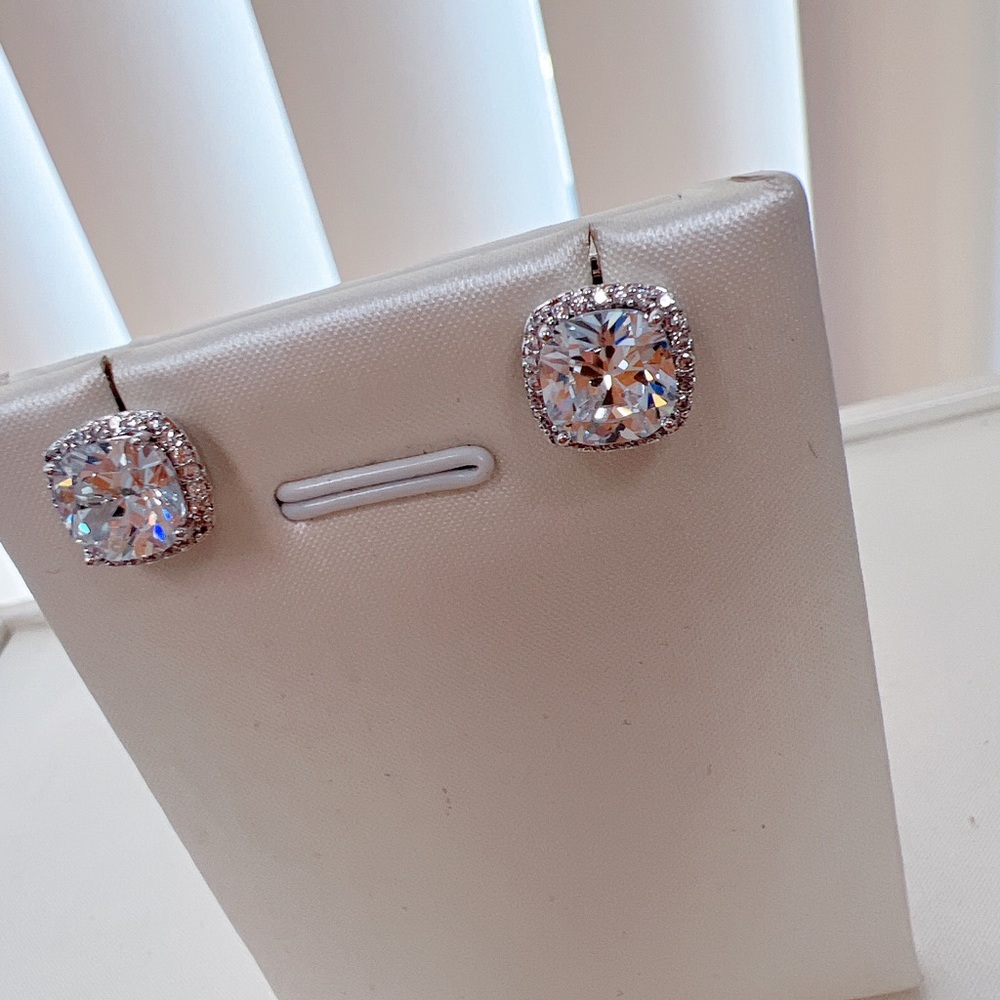 14K White Gold Halo Earrings